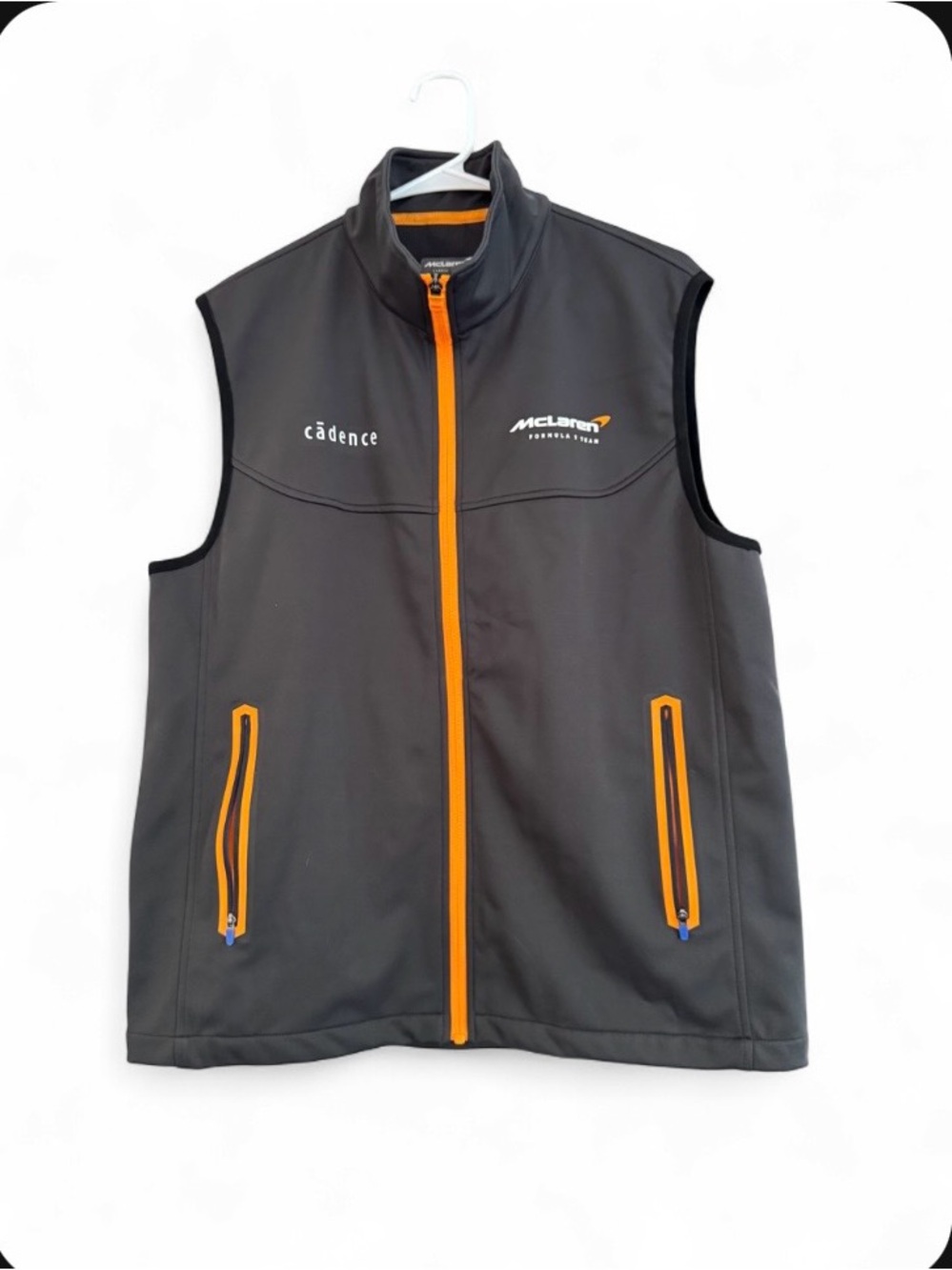NWOT McLaren F1 Formula 1 Team Gilet Vest Grey/Orange Size Medium $125 MSRP